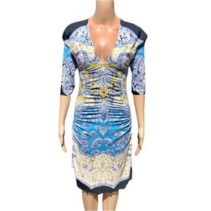 Roberto Cavalli multicolored dress with back pleats Sz 8 eu 44 Classy, but sexy!